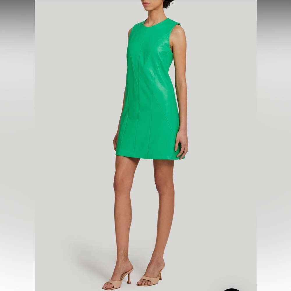 Green Leather Sleeveless Dress